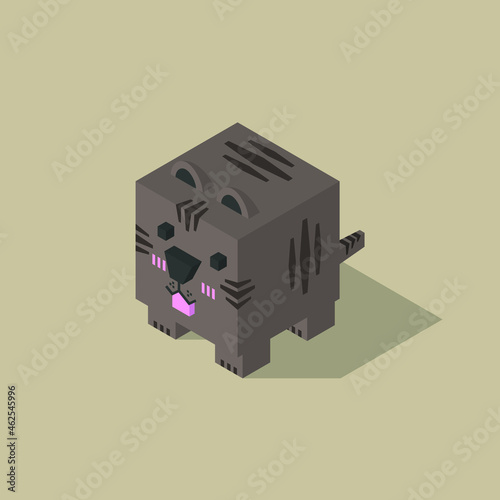 gray cat cubic isometric
