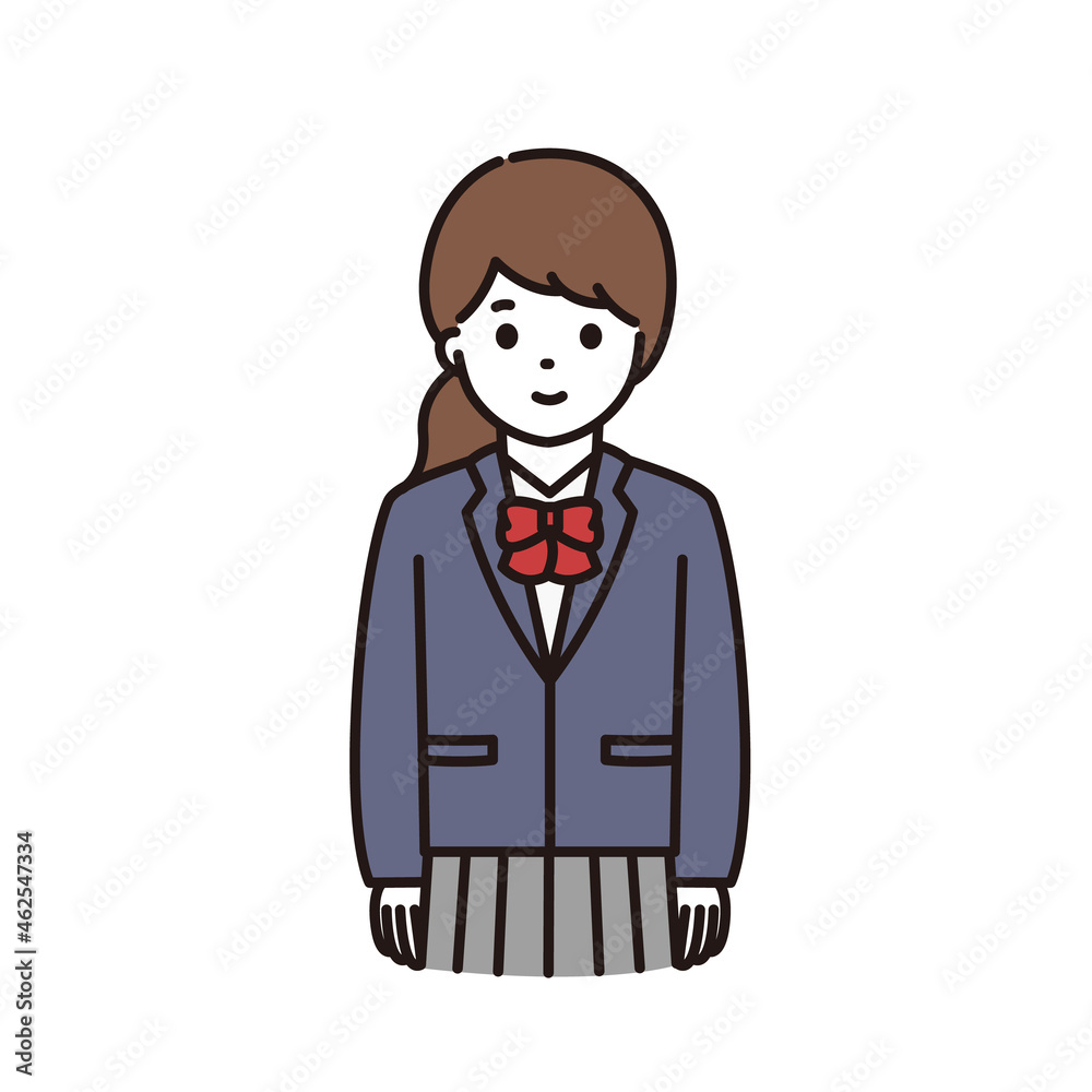 学生 制服 女性 イラスト