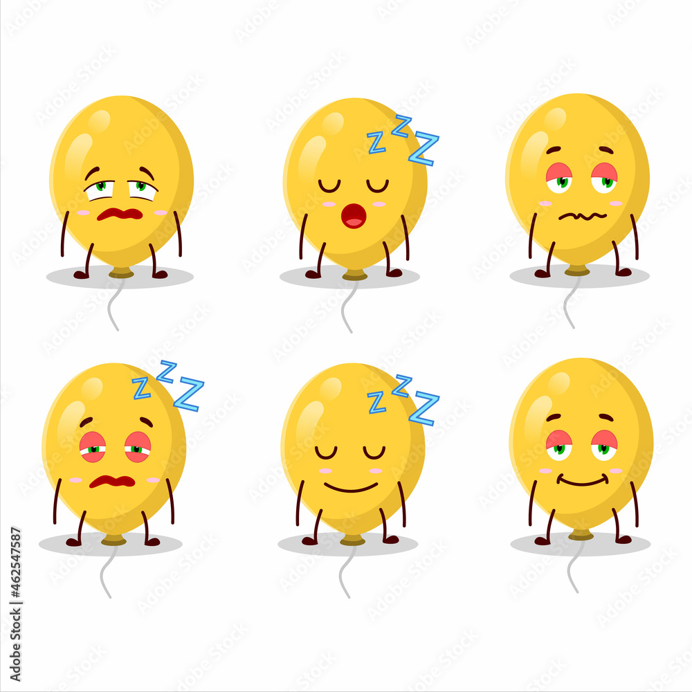 Cartoon character of yellow balloons with sleepy expression