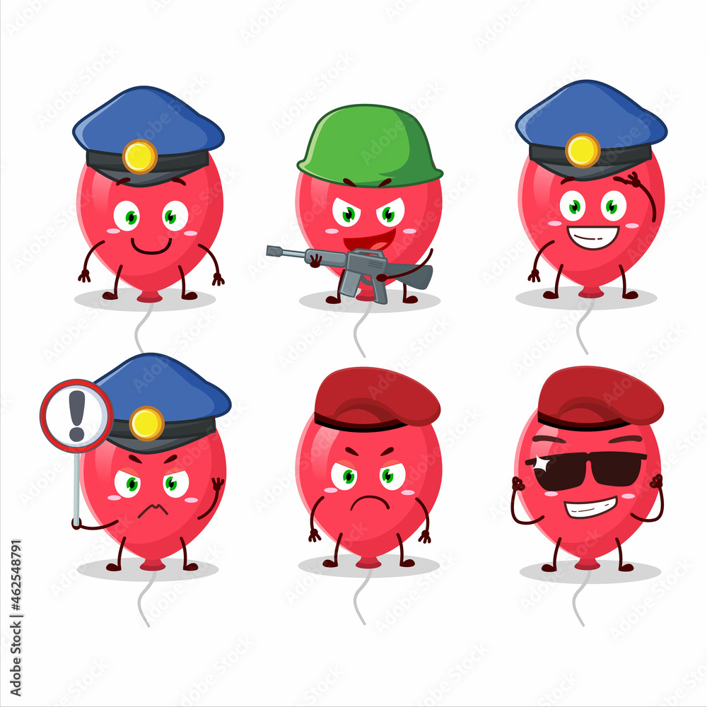 A dedicated Police officer of red balloons mascot design style A dedicated Police officer of red balloons mascot design style