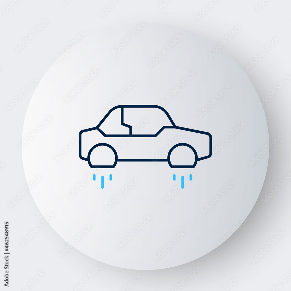 Fototapeta premium Line Fantastic flying car icon isolated on white background. Hover car future technology future transport. Colorful outline concept. Vector