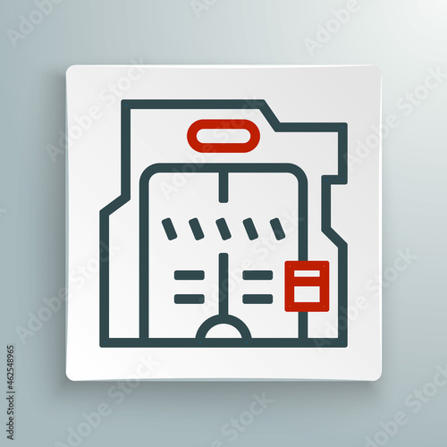 Line Futuristic sliding doors icon isolated on white background. Colorful outline concept. Vector