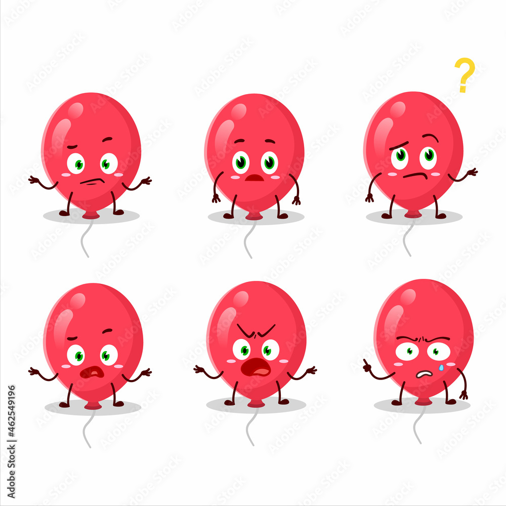 Cartoon character of red balloons with what expression Cartoon character of red balloons with what expression