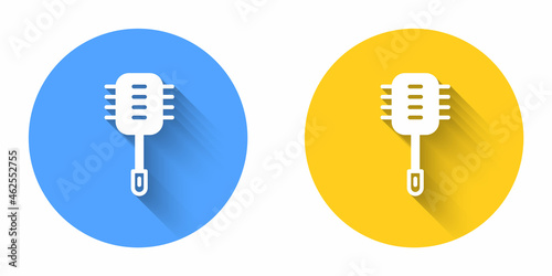 White Toilet brush icon isolated with long shadow background. Cleaning service concept. Circle button. Vector
