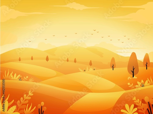 stock vector autumn fall with floral elements and falling leaves apple rowan background illustration © ghinan