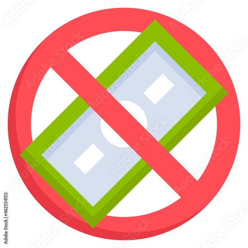 NO MONEY flat icon,linear,outline,graphic,illustration
