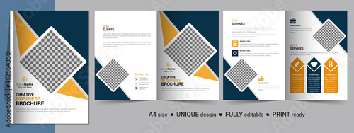 Corporate Bi-fold Brochure Template, Catalog, Booklet Template Design. Fully Editable.	
