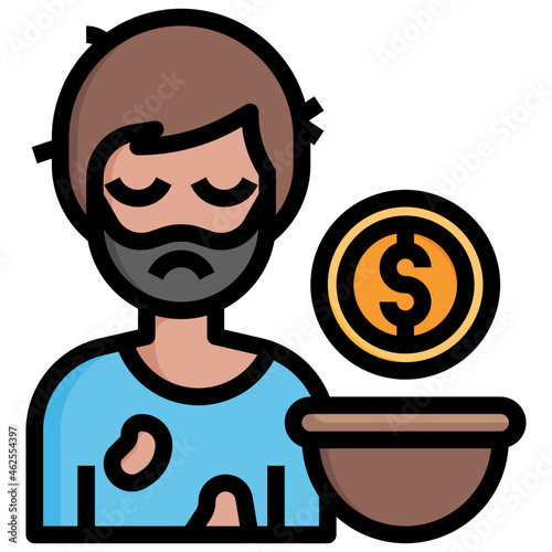 POVERTY filled outline icon,linear,outline,graphic,illustration