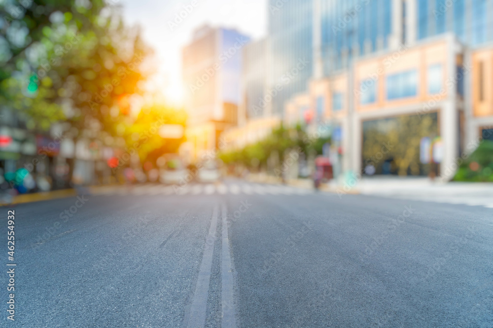 empty asphalt road with city skyline background in china