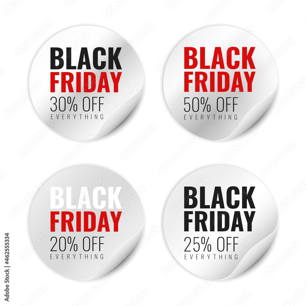 Vector set of stickers for Black Friday. 
