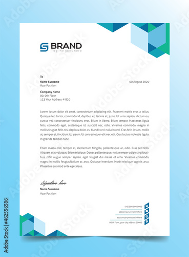 Letterhead template vector, minimalist style, printing design, business template, Clean Print-ready Colorful, layout, Blue Print-ready Style layout, minimalist style, printing design, Blue background 