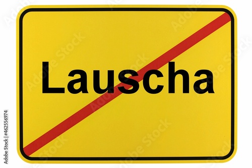 Illustration eines Stadtausgangsschildes der Stadt Lauscha photo