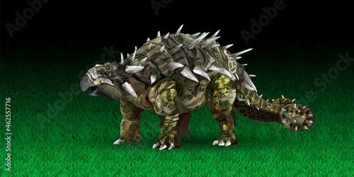 Ankylosaurus dinosaur vector illustration in realistic style. An animal of the Jurassic period similar to a dragon.
