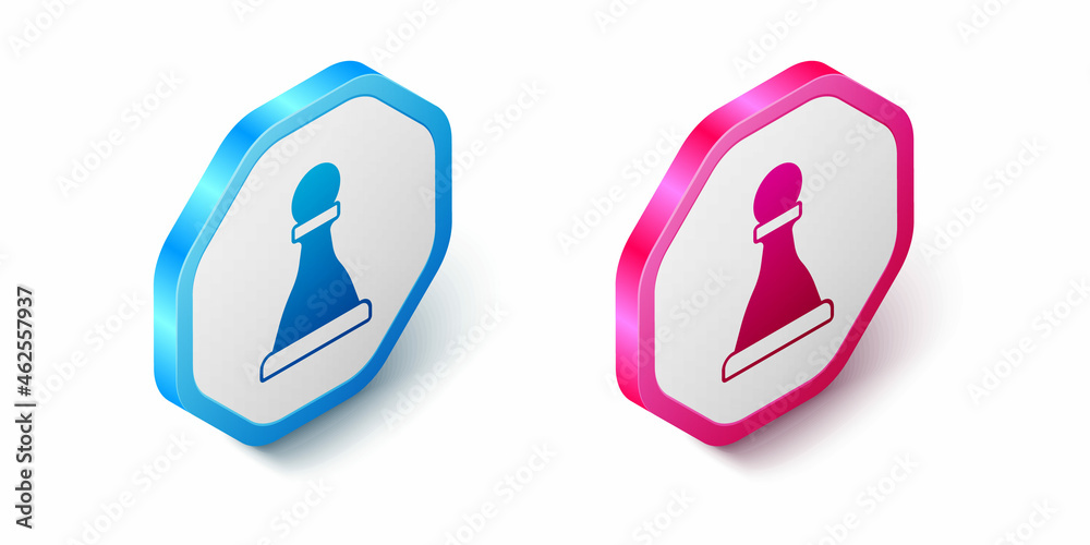 Isometric Chess icon isolated on white background. Business strategy. Game, management, finance. Hexagon button. Vector Isometric Chess icon isolated on white background. Business strategy. Game, management, finance. Hexagon button. Vector