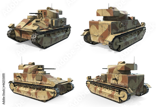 British Tank Vickers Medium Mk II 3d-renders on white background photo
