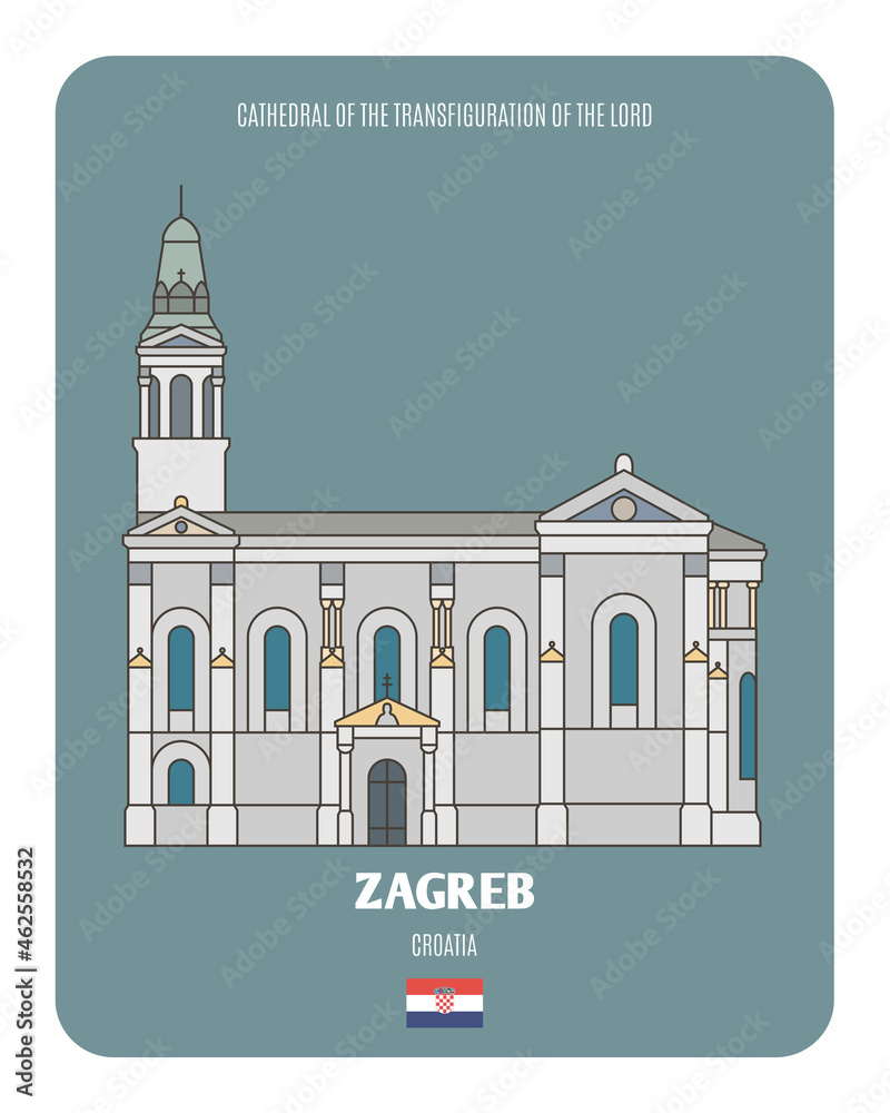 Cathedral of the Transfiguration of the Lord in Zagreb, Croatia. Architectural symbols of European cities