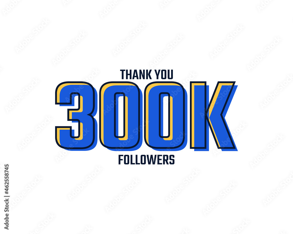 Thank You 300 K Followers Card Celebration Vector. 300000 Followers Congratulation Post Social Media Template.