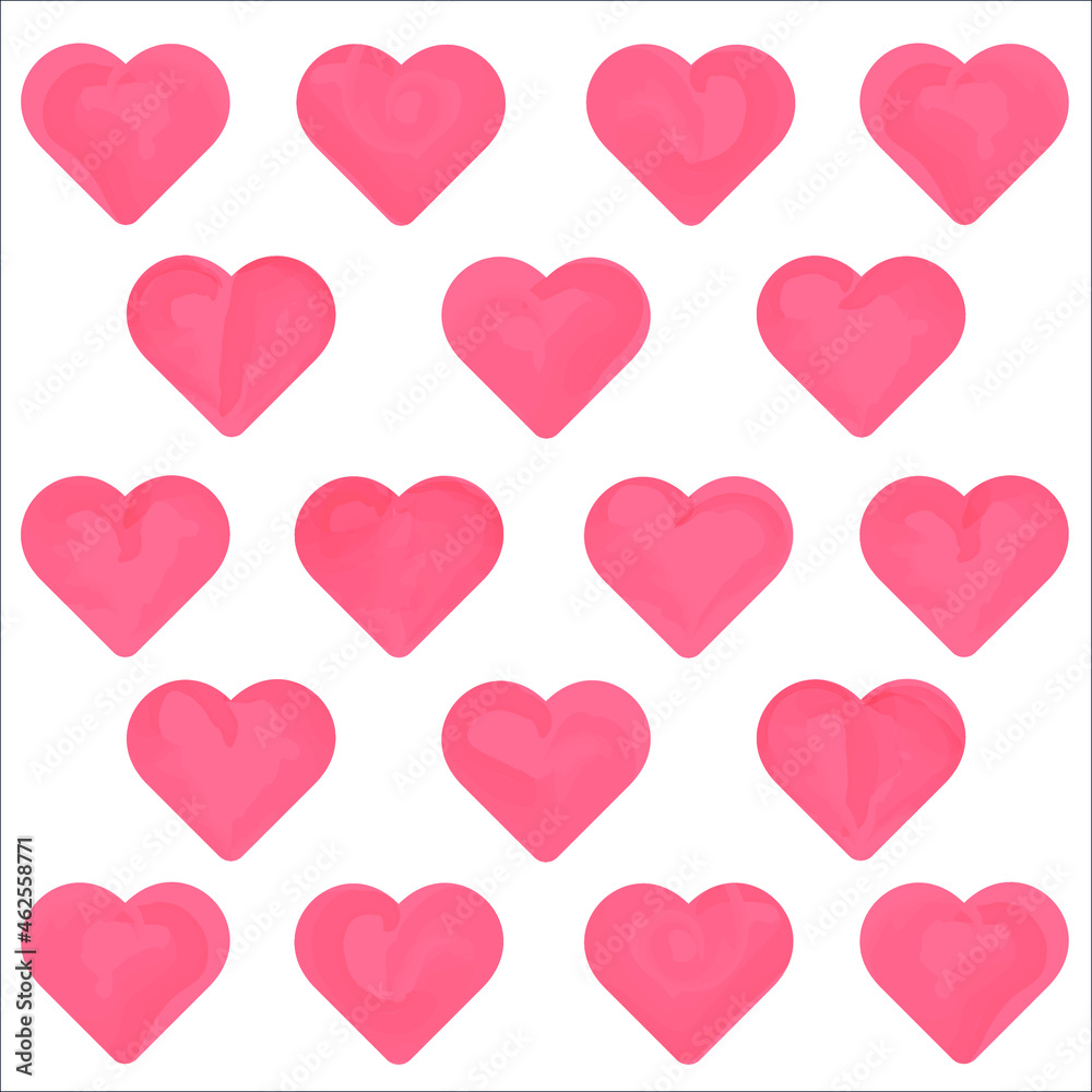 Vector watercolor hearts. Set for design. Valentine's Day