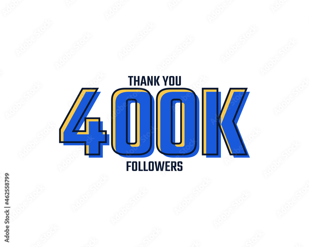 Thank You 400 K Followers Card Celebration Vector. 400000 Followers Congratulation Post Social Media Template.