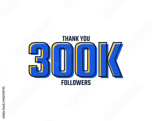 Thank You 300 K Followers Card Celebration Vector. 300000 Followers Congratulation Post Social Media Template.