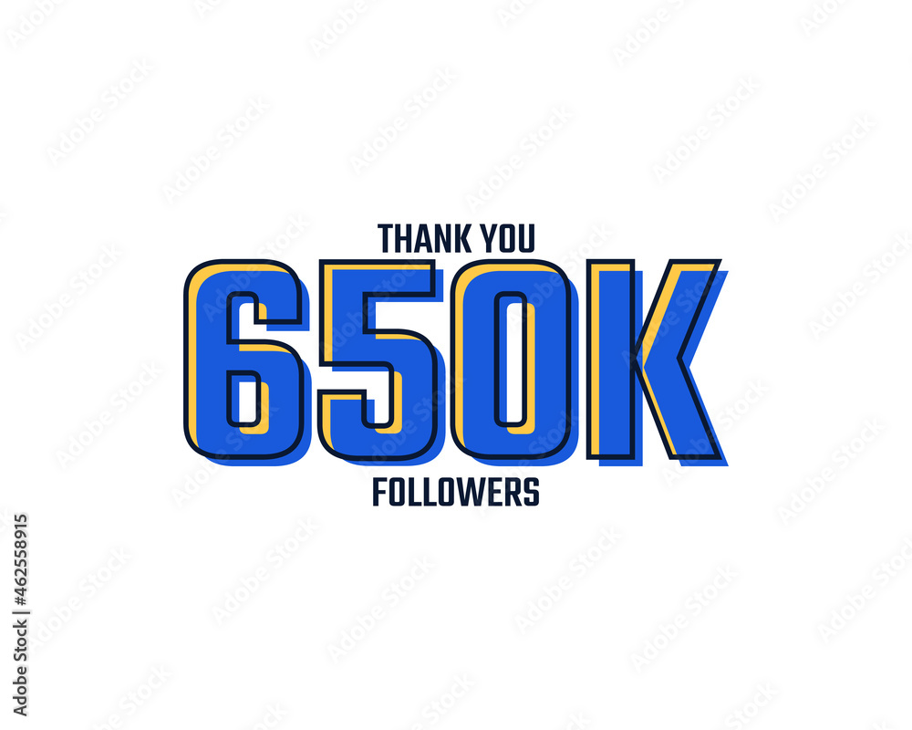 Thank You 650 K Followers Card Celebration Vector. 650000 Followers Congratulation Post Social Media Template.