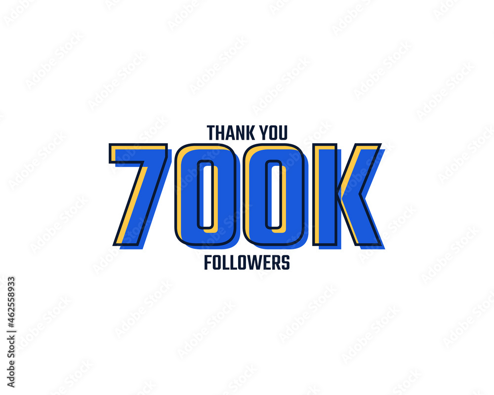 Thank You 700 K Followers Card Celebration Vector. 700000 Followers Congratulation Post Social Media Template.