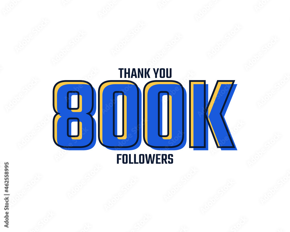 Thank You 800 K Followers Card Celebration Vector. 800000 Followers Congratulation Post Social Media Template.
