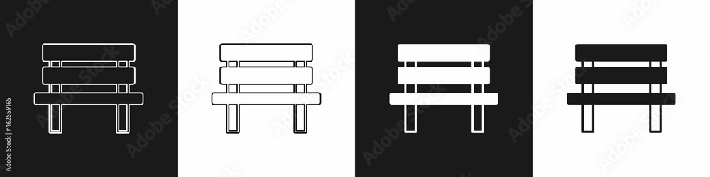 Set Bench icon isolated on black and white background. Vector Set Bench icon isolated on black and white background. Vector