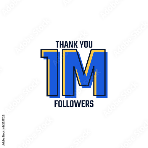 Thank You 1 M Followers Card Celebration Vector. 1000000 Followers Congratulation Post Social Media Template.