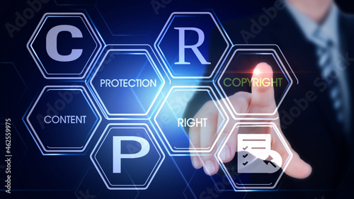 
Copyright  Concept
Hexagonal virtual Touch Screen Concept with man touching screen with finger and light streak