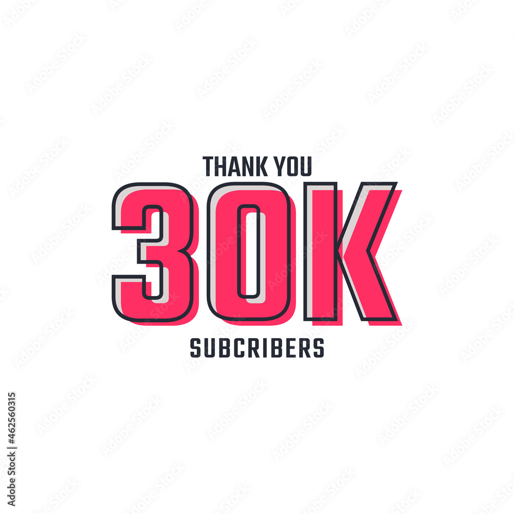 Fototapeta premium Thank You 30 k Subscribers Celebration Background Design. 300000 Subscribers Congratulation Post Social Media Template.