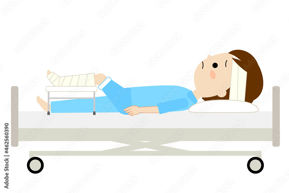 怪我や骨折をして入院し不安な様子の男性 Stock Vector | Adobe Stock