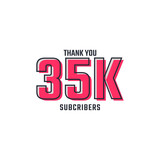 Thank You 35 k Subscribers Celebration Background Design. 35000 Subscribers Congratulation Post Social Media Template.