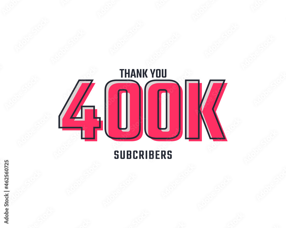 Thank You 400 k Subscribers Celebration Background Design. 400000 Subscribers Congratulation Post Social Media Template.