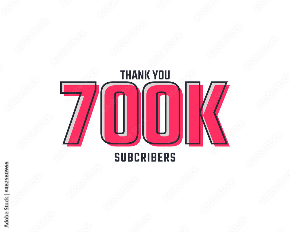 Thank You 700 k Subscribers Celebration Background Design. 700000 Subscribers Congratulation Post Social Media Template.