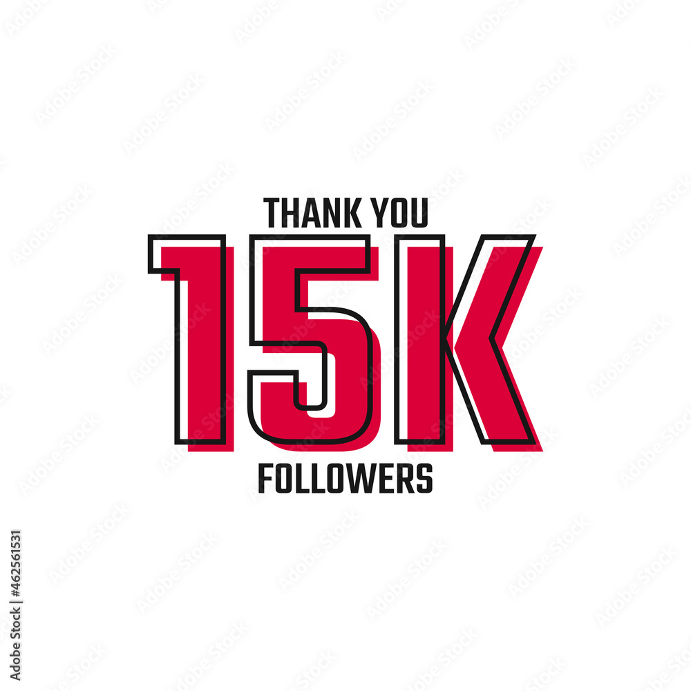 Thank You 15 K Followers Card Celebration Vector Post Social Media Template. Thank You 15 K Followers Card Celebration Vector Post Social Media Template.