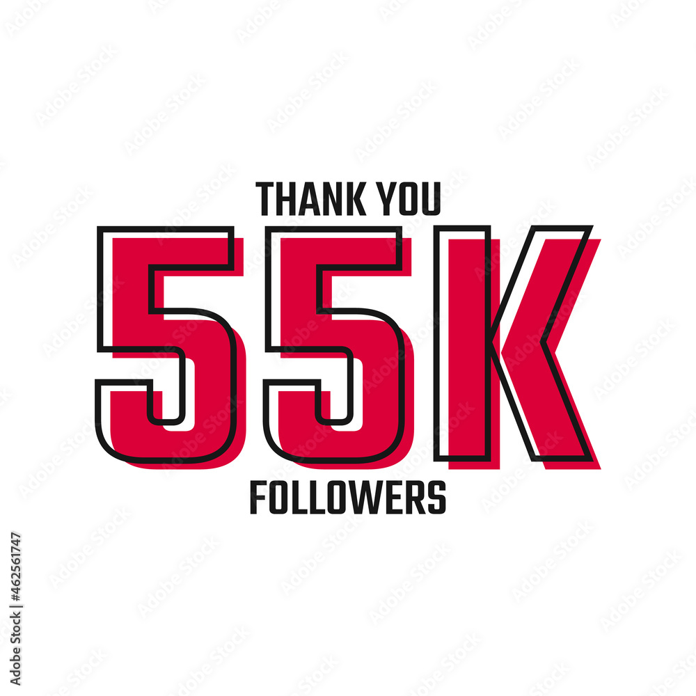 Thank You 55 K Followers Card Celebration Vector Post Social Media Template.