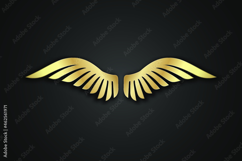 Naklejka premium Pair of wings logo, wings logo vector, golden wings design illustration, 