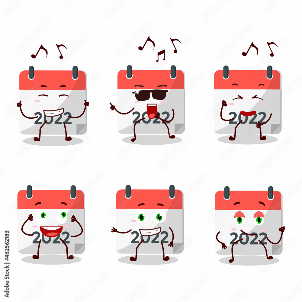 An image of 2022 calendar dancer cartoon character enjoying the music An image of 2022 calendar dancer cartoon character enjoying the music