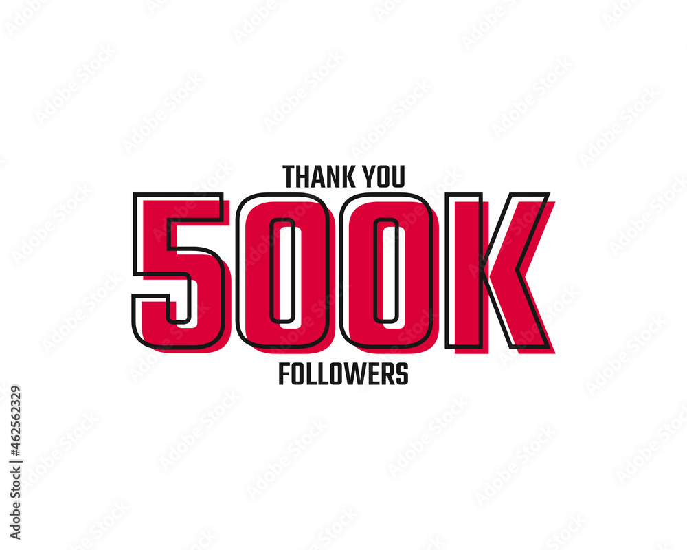 Thank You 500 K Followers Card Celebration Vector Post Social Media Template.