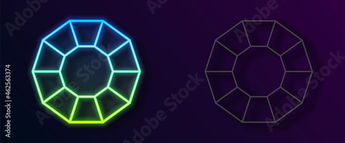Glowing neon line Diamond icon isolated on black background. Jewelry symbol. Gem stone. Vector