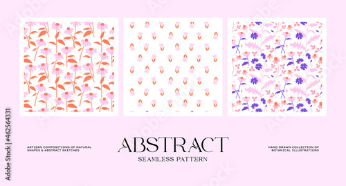 Abstract botanical seamless pattern collection to suit your branding identity our packaging design
