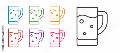 Set line Glass of beer icon isolated on white background. Set icons colorful. Vector