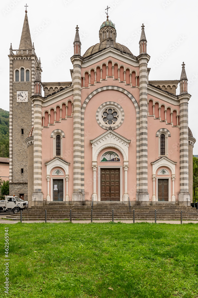The facade of the Parish Church of San Mamante, Lizzano in Belvedere, Bologna, Italy