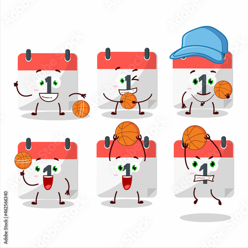 Talented 1st calendar cartoon character as a basketball athlete