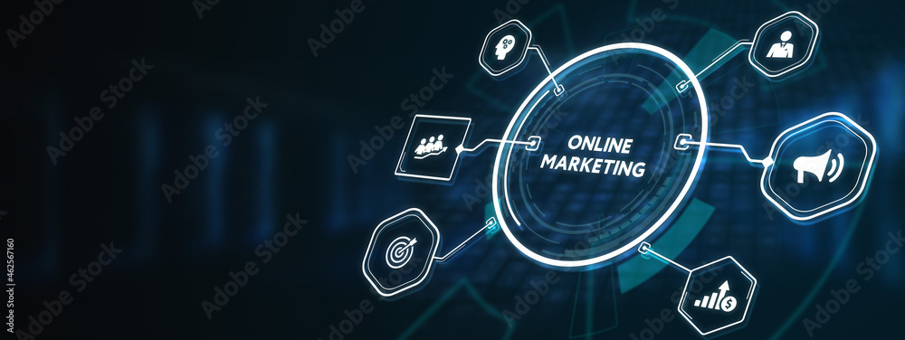 Digital Marketing Technology Solution for Online Business Concept. Business, Technology, Internet and network concept.3d illustration