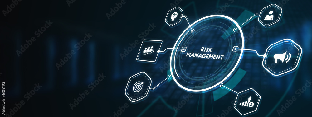 Risk Management and Assessment for Business Investment Concept. Business, Technology, Internet and network concept.3d illustration