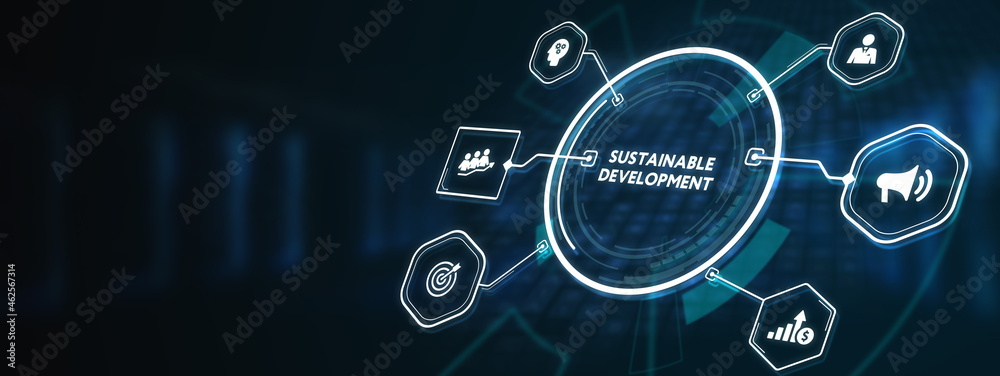 SUSTAINABLE DEVELOPMENT inscription, cloud technology concept. Business, Technology, Internet and network concept.3d illustration SUSTAINABLE DEVELOPMENT inscription, cloud technology concept. Business, Technology, Internet and network concept.3d illustration