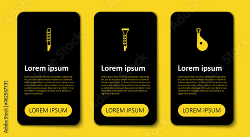 Set Bandura, Clarinet and Flute. Business infographic template. Vector