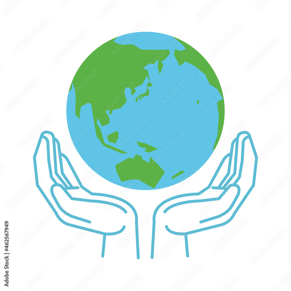 地球を守る・支える手のひら イラスト Stock Vector | Adobe Stock